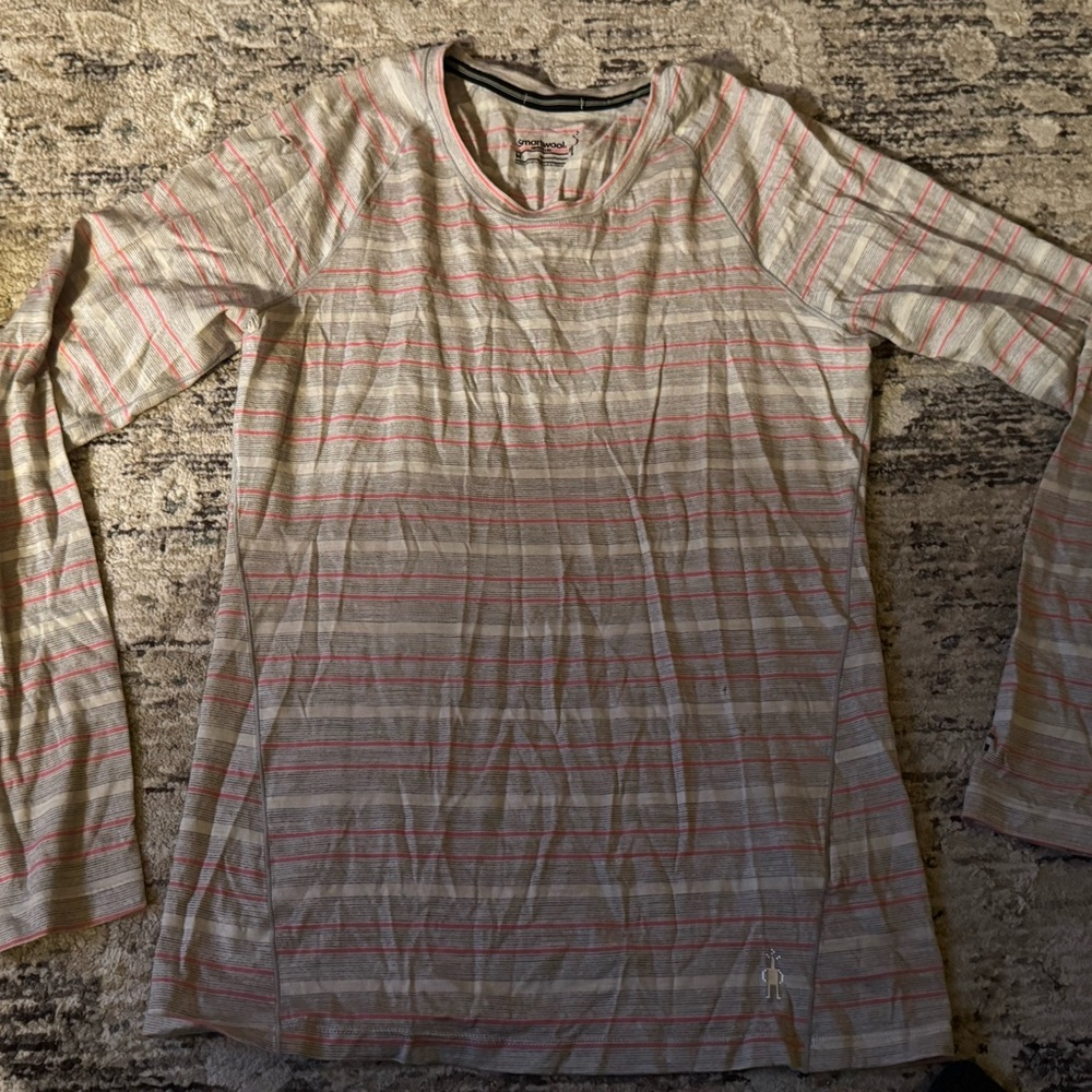 Smartwool Pink and Gray Striped Top